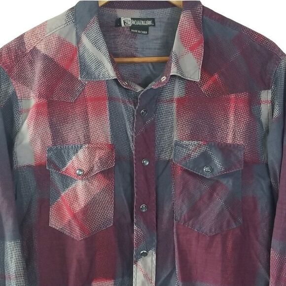 Social Collision Rockabilly Long Sleeve Snap Shirt sz L - Picture 4 of 10